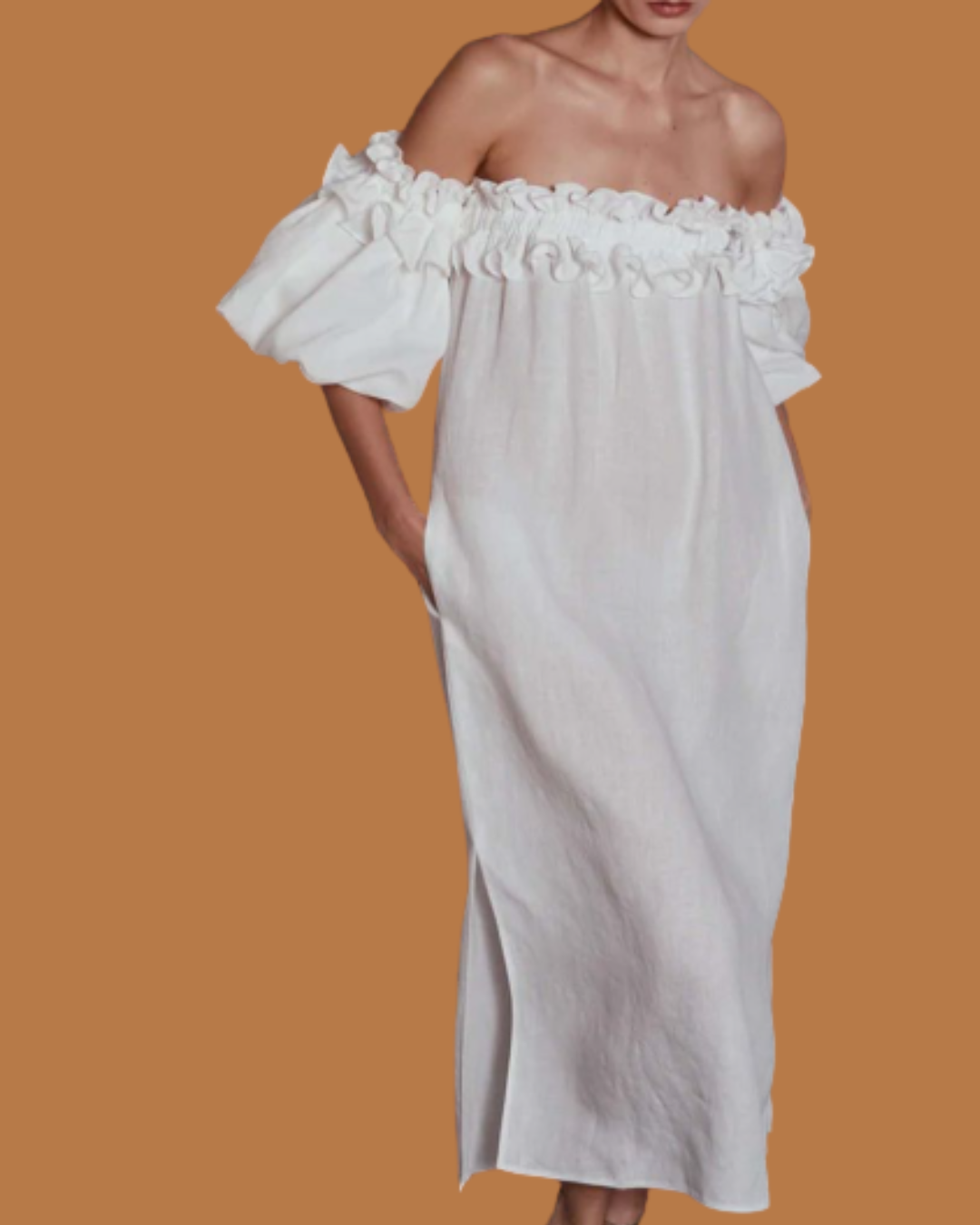 Paloma Off-Shoulder Linen Dress