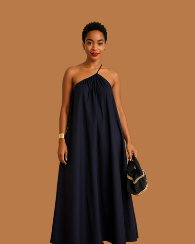 Solene One-Shoulder Gathered Linen Maxi Dress