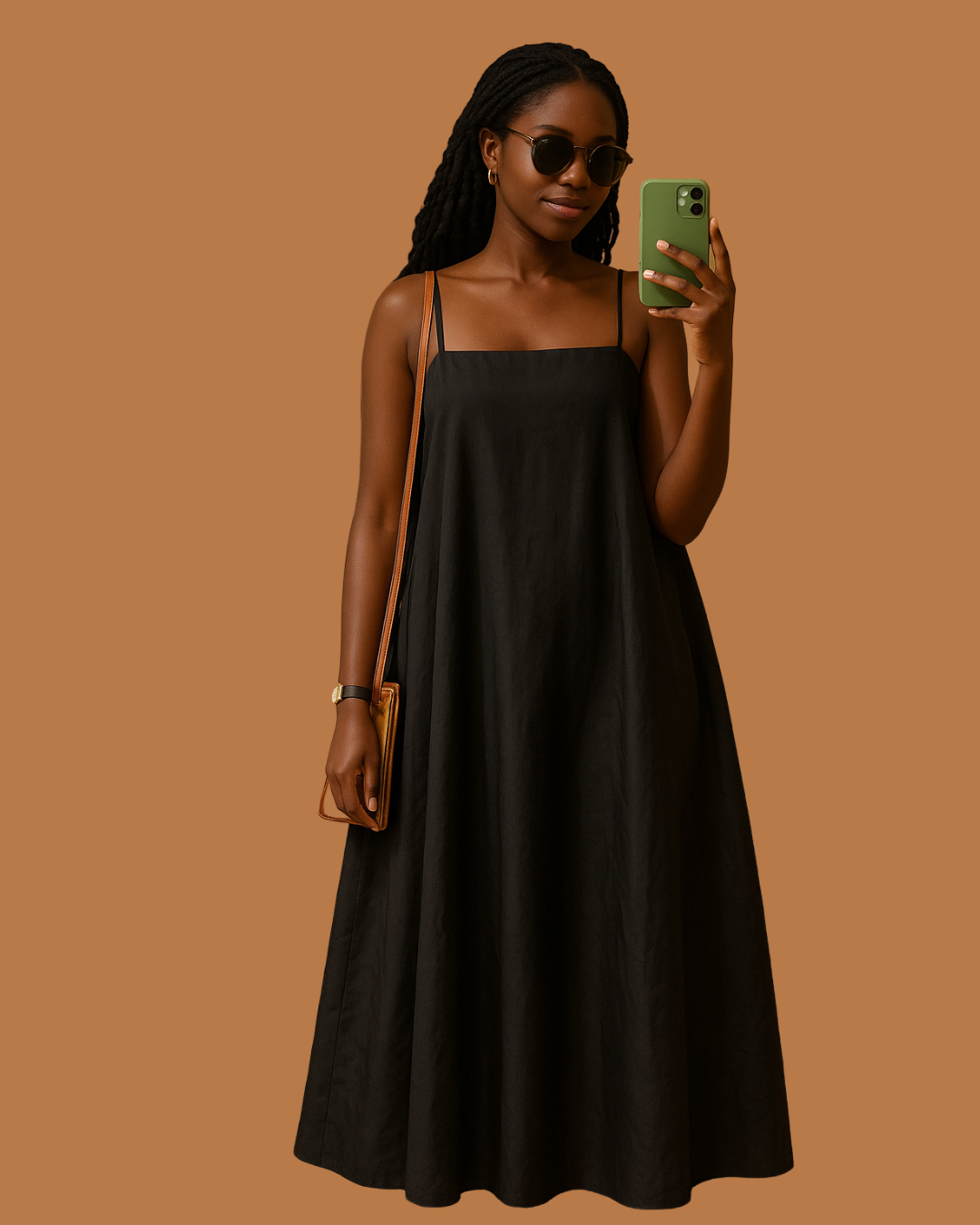 Zuri Black Linen Slip Dress